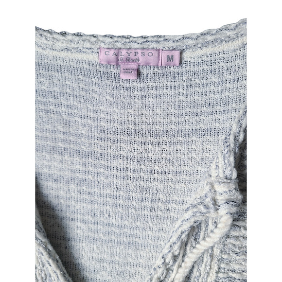 Calypso St. Barth Tassel Front Tunic Sweater Top Size Medium - Picture 2 of 8